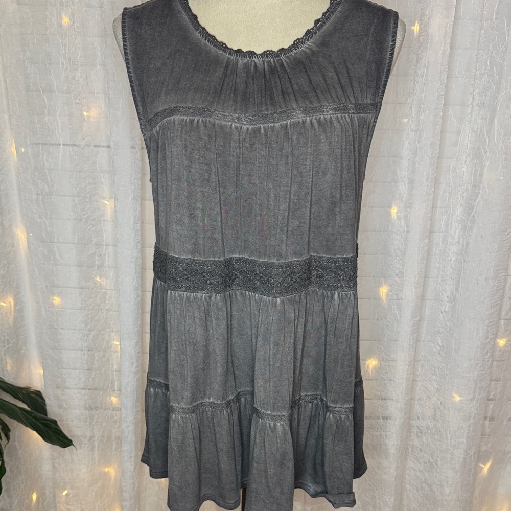 Knox Rose Charcoal Tiered Blouse